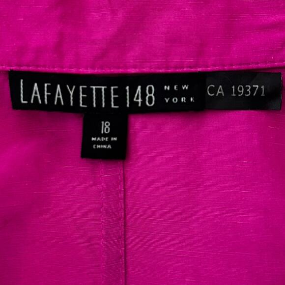 Lafayette 148 Linen Blend Full Zip Performance Blazer Jacket Hot Pink Size 18 - Picture 12 of 14